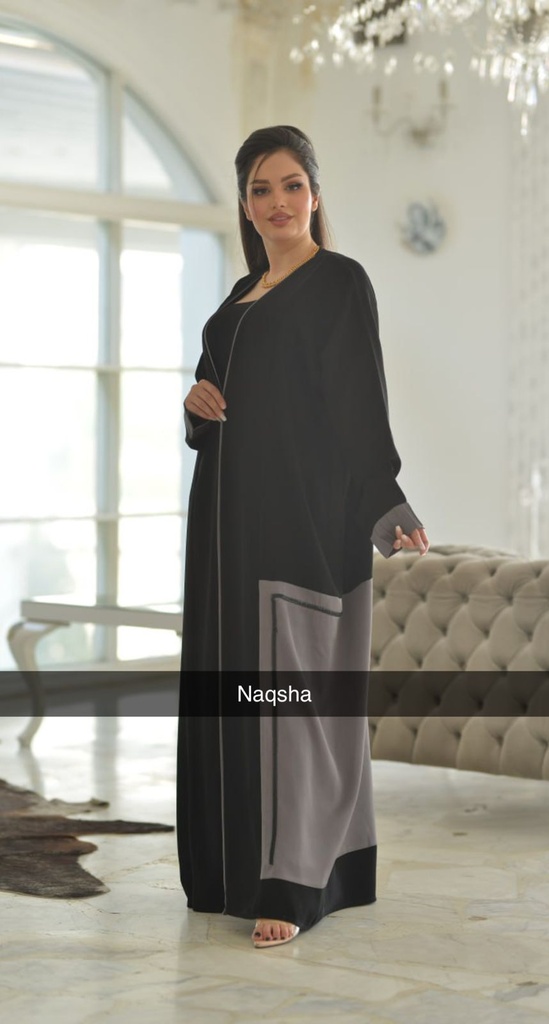 عباءة تطعيم سفلي جوانب ستن نقشة
