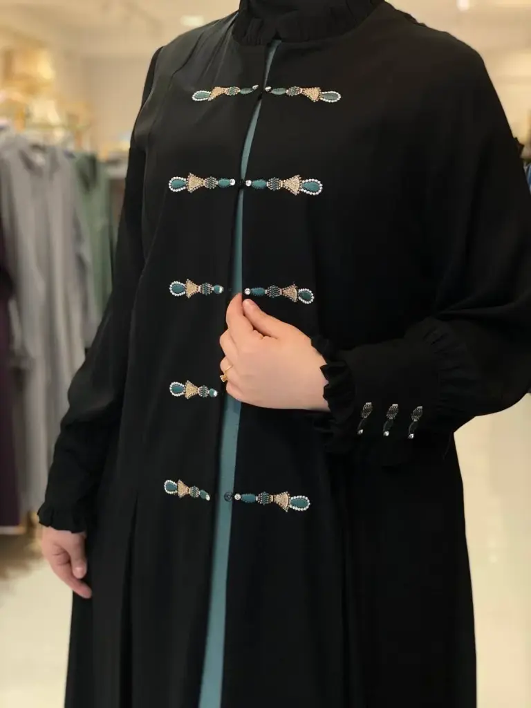 عباءة ست البنات قطعتين 719 (اخضر, 44)