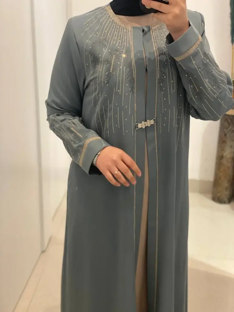 جبة قادري قطعتين مطرز ملون 16373 (نيلي, 46)