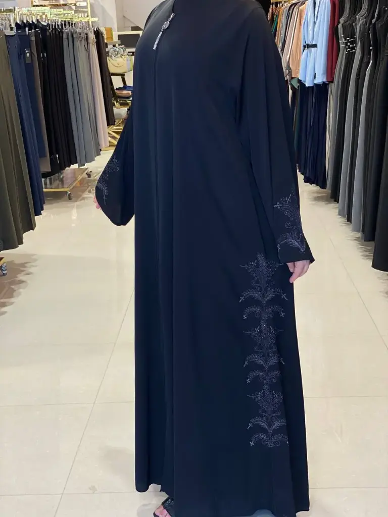 عباءة سندي تطريز جانبي (فضي, m)