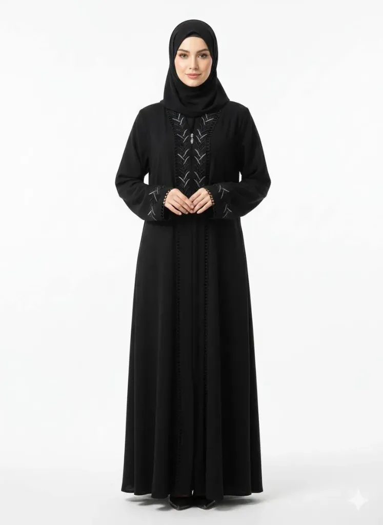 عباءة سندي تطريز صدر طولي