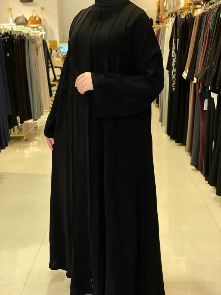 عباءة اسود شك + تطريز قادري 16851