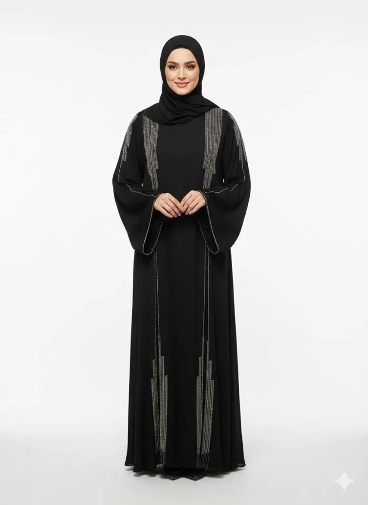 عباءة تاليا برج كسرات كلوش اسود