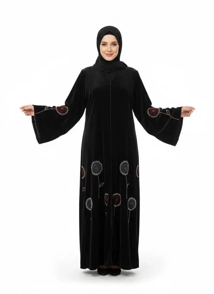 عباءة اماراتية مخمل شغل ايد 3001