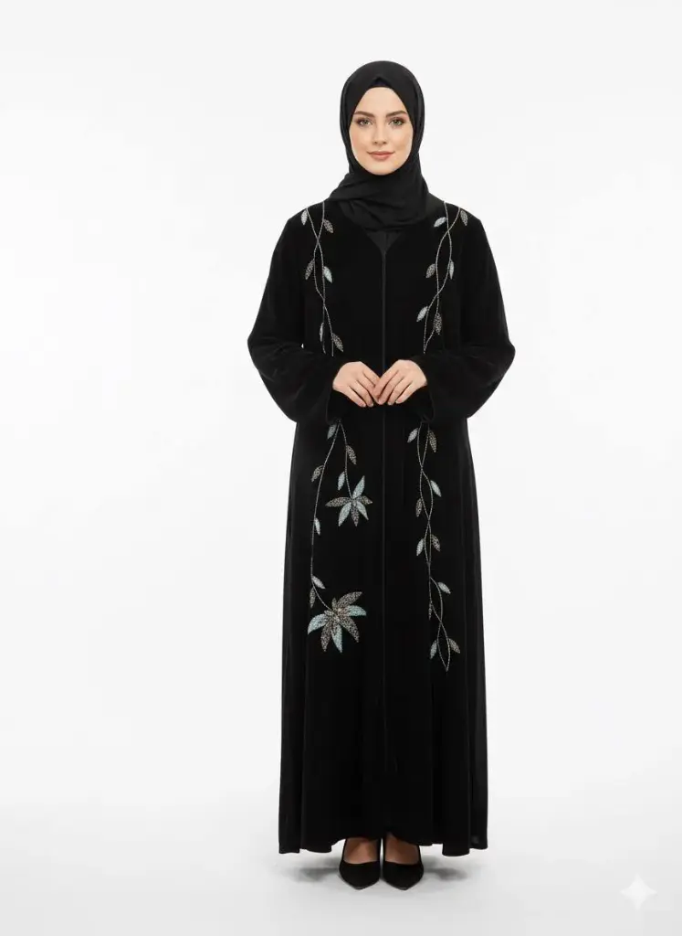 عباءة اماراتية مخمل شغل ايد 3002