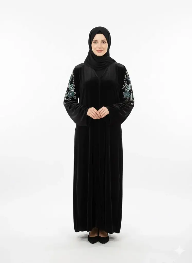 عباءة اماراتية مخمل شغل ايد 3008