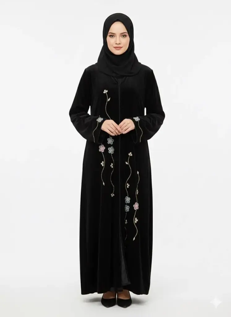 عباءة اماراتية مخمل شغل ايد 4001