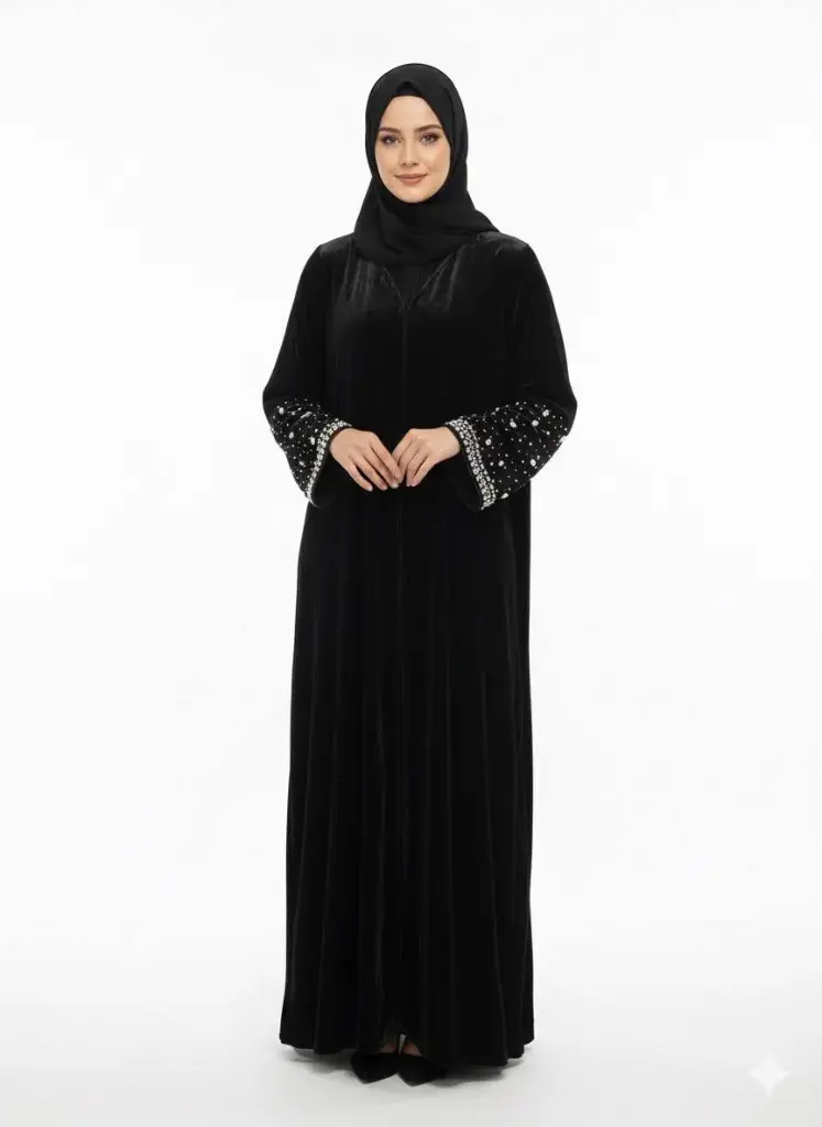 عباءة اماراتية مخمل شغل ايد 4002