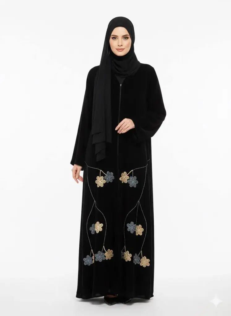 عباءة اماراتية مخمل شغل ايد 4003