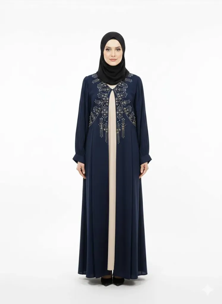 عباءة ست البنات قطعتين 748 (نيلي, 44)