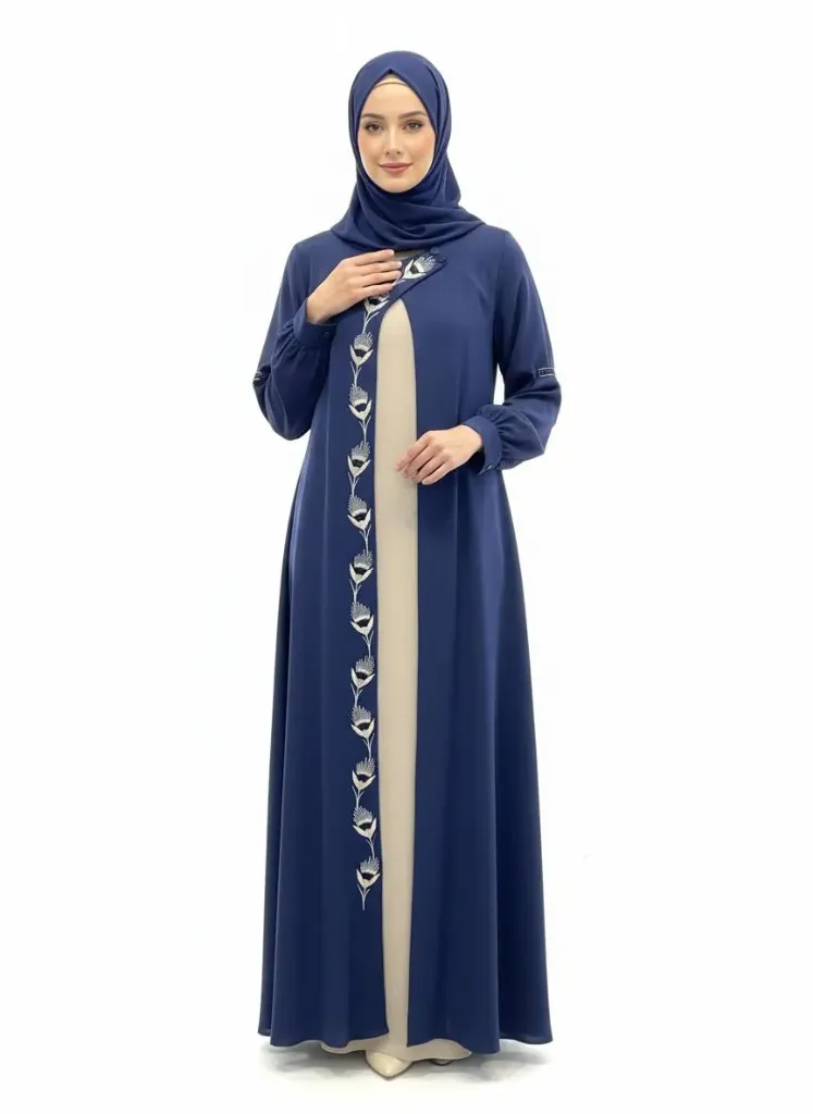 عباءة ست البنات قطعتين 750 (ازرق, 44)