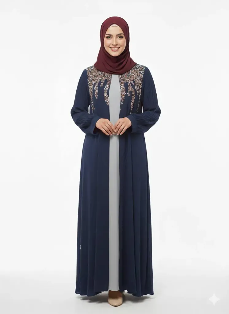 عباءة ست البنات قطعتين 747 (نيلي, 44)