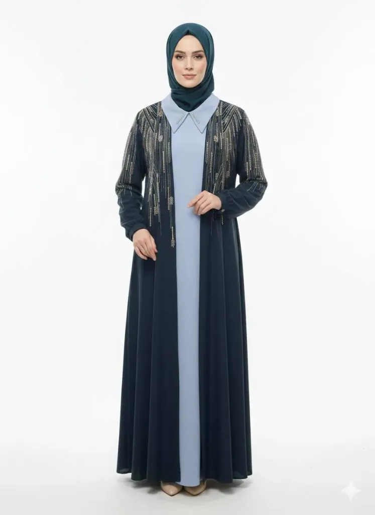 عباءة ست البنات قطعتين 740 (نيلي, 44)