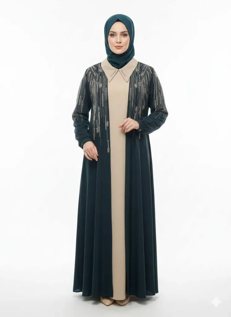 عباءة ست البنات قطعتين 740 (زيتوني, 44)