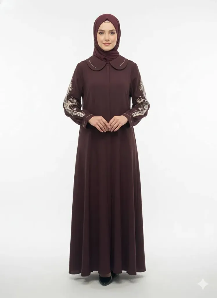 عباءة ست البنات 000-728 (ماروني, 40)