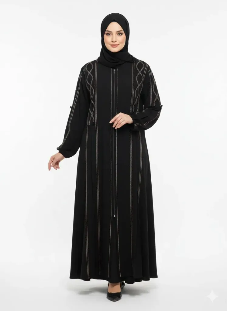 عباءة قادري مطرز بريم 17509 (بيجي, 44)