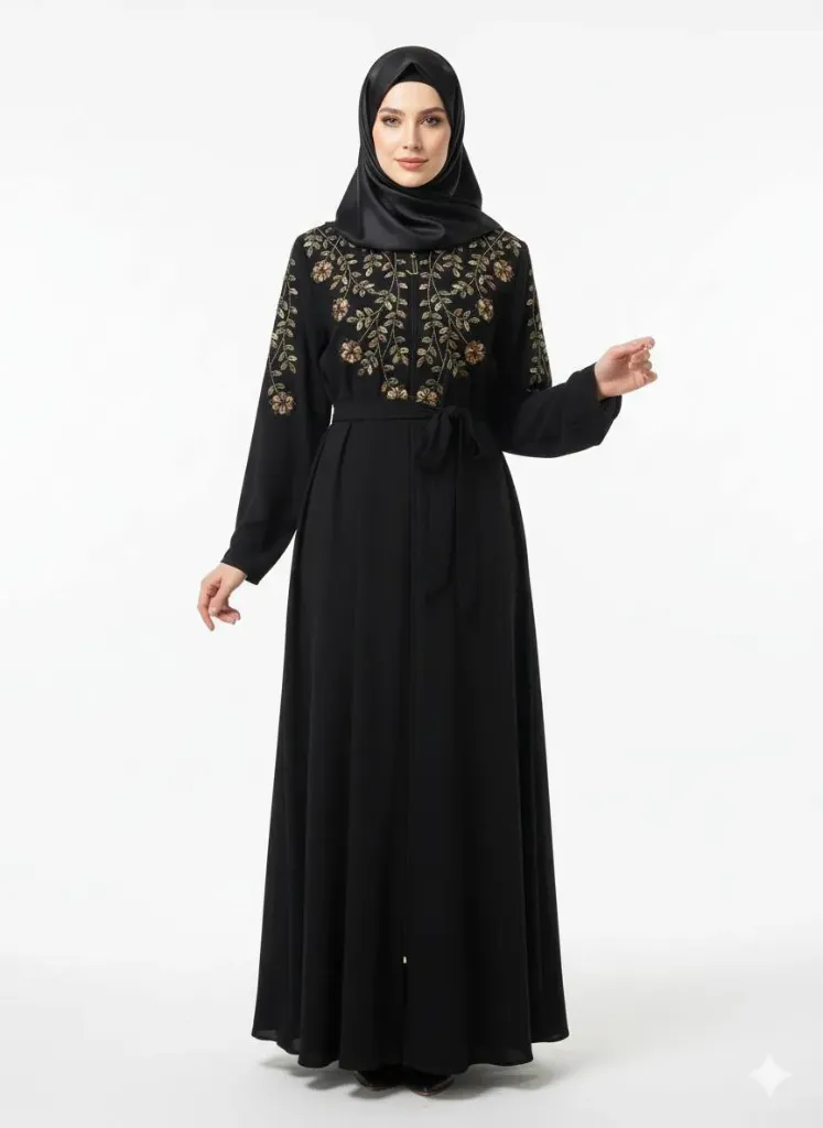 عباءة سندي ورد نقشي