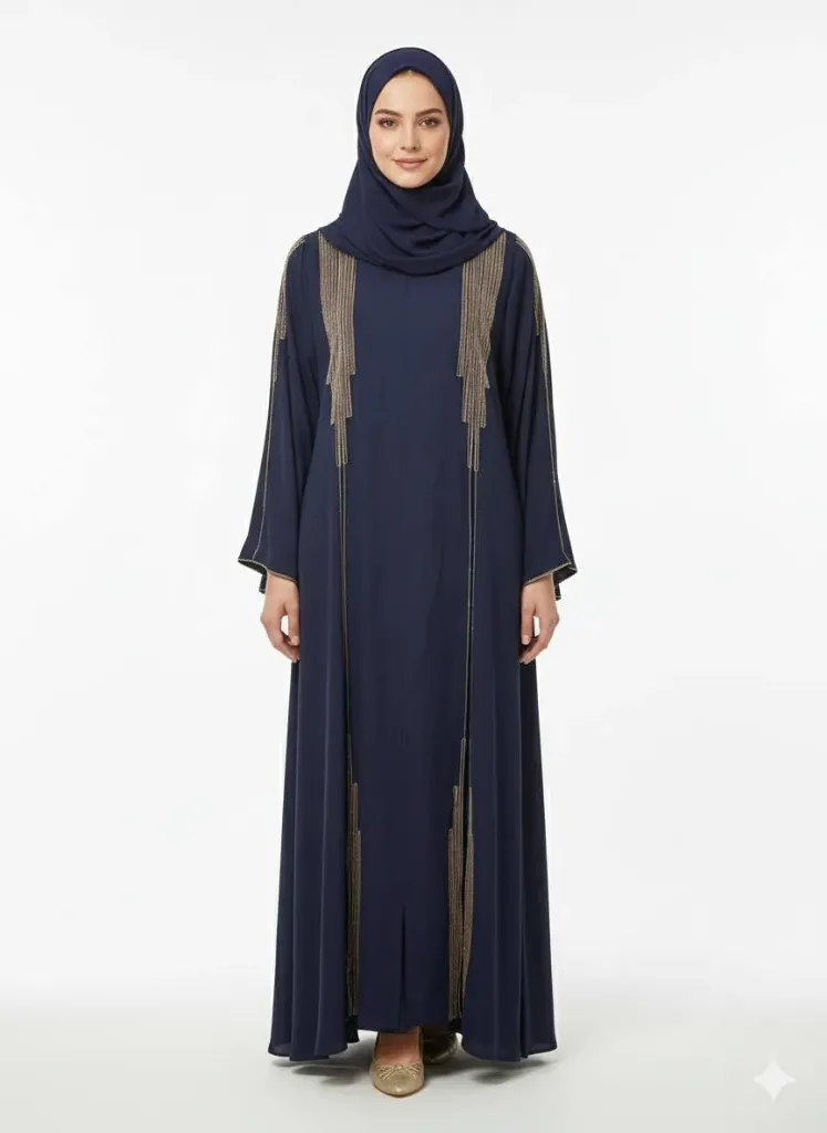 عباءة تاليا برج كسرات كلوش الوان (نيلي, m)