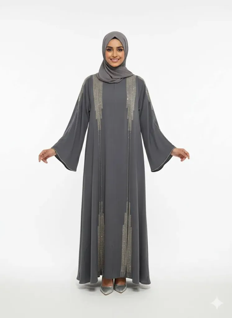 عباءة تاليا برج كسرات كلوش الوان (رصاصي, m)