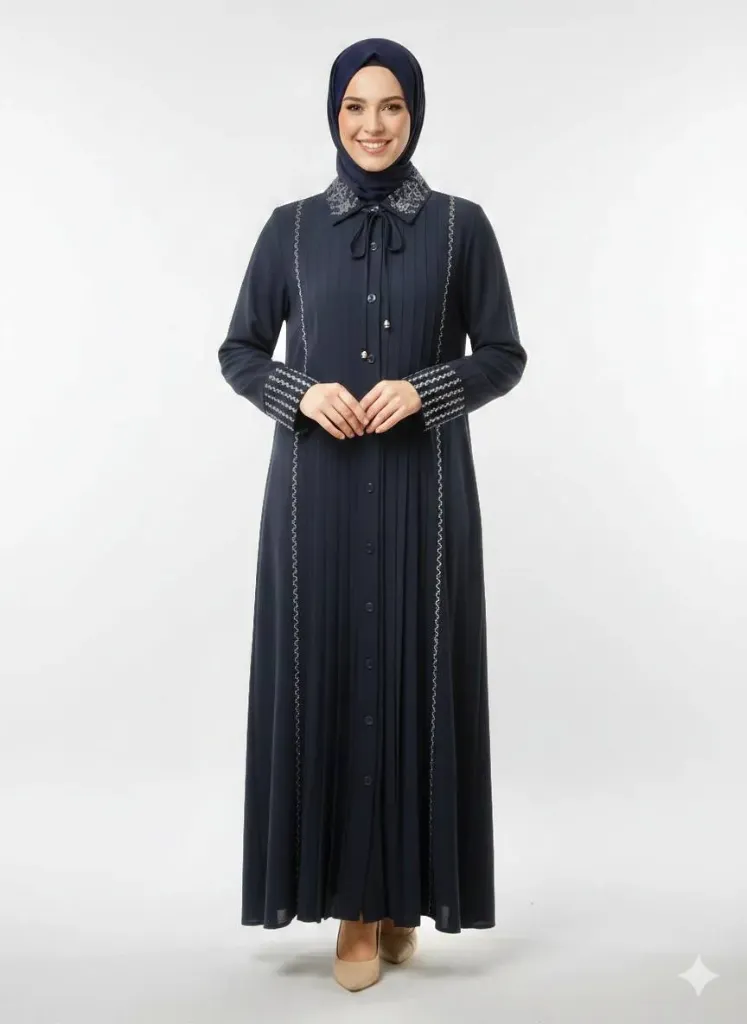 عباءة قادري مطرز 17621 (نيلي, 1)