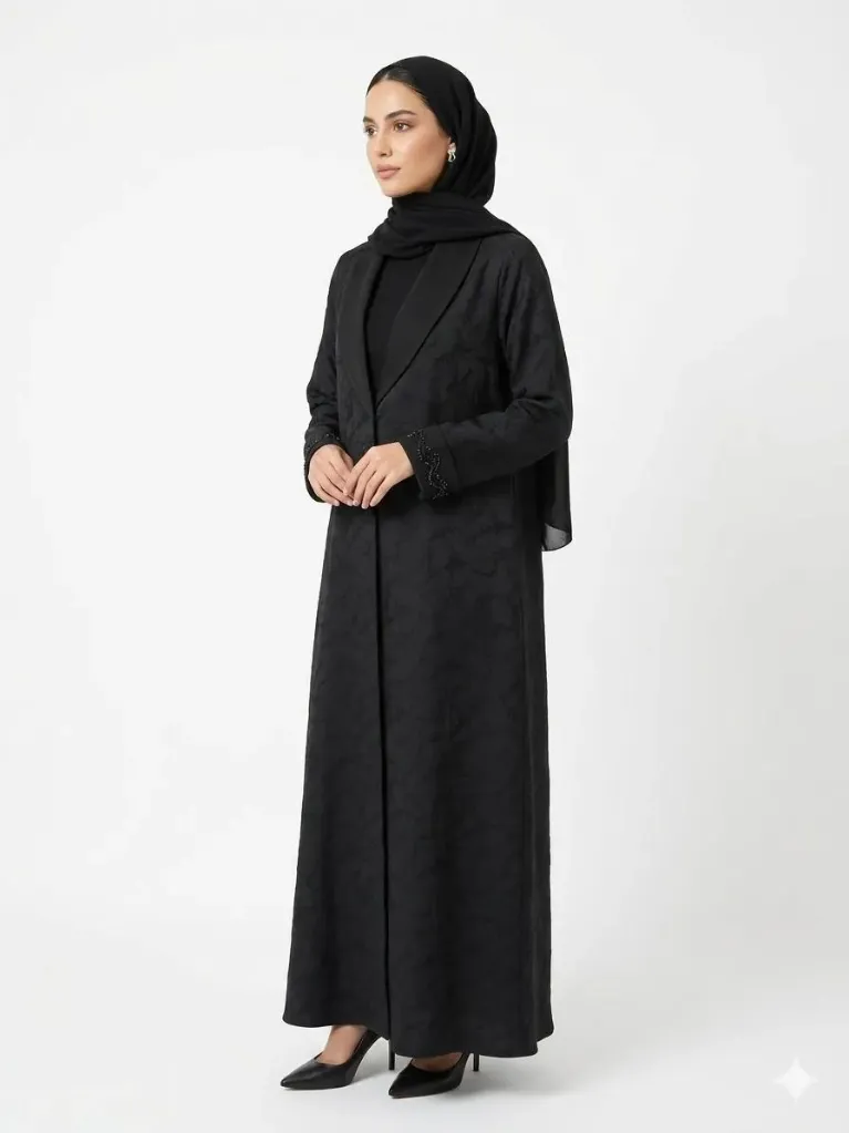 عباءة نقشة جاكار مشخط (s)