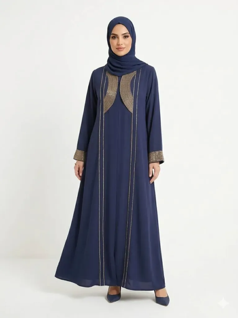 عباءة بدون اسم قوس الوان (نيلي, m)