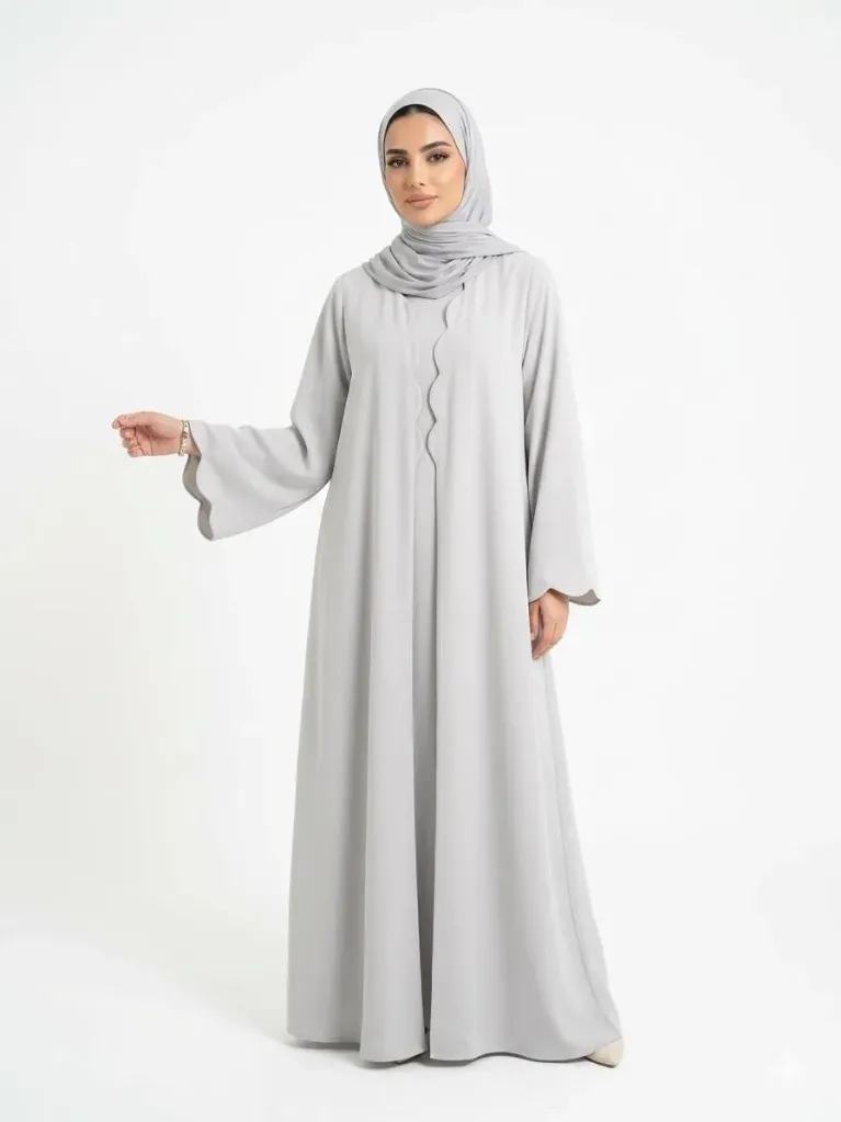 عباءة نقشة اقواس + فستان 528