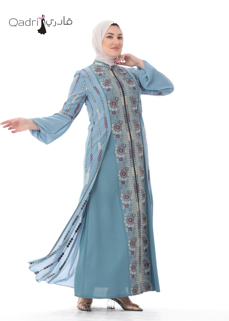 عباءة ملون مطرز 15047 (سمائي, 40)
