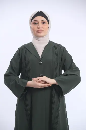 عباءة اسود باسود كريب خشن قادري 16249